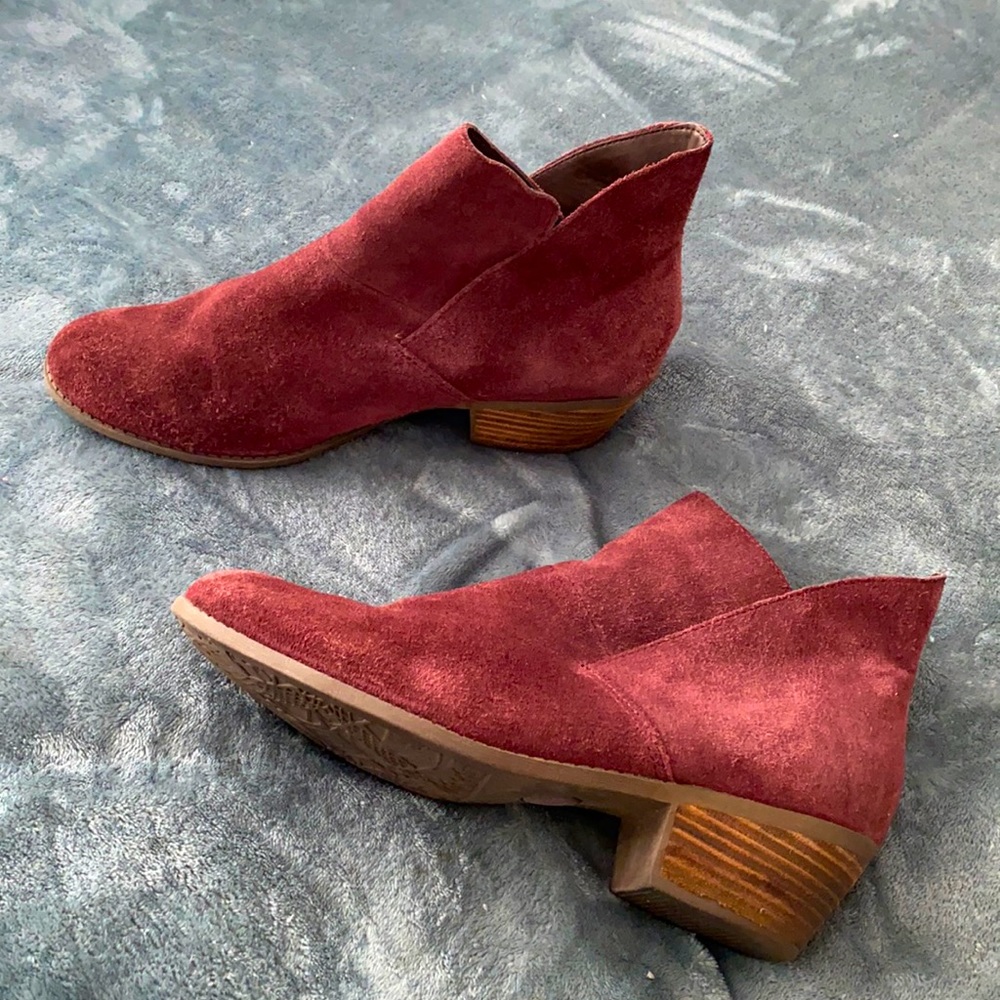 Burgundy Suede Ankle Boots